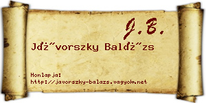 Jávorszky Balázs névjegykártya